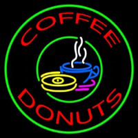Round Coffee Donuts Neon Sign