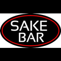 Sake Bar Oval With Red Border Neon Sign