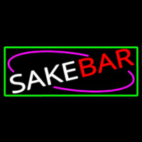 Sake Bar With Green Border Neon Sign