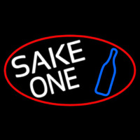 Sake One And Bottle Oval With Red Border Neon Sign