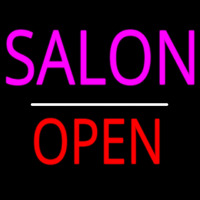 Salon Open White Line Neon Sign