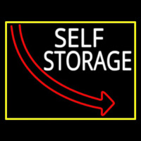 Self Storage Block With Yellow Border Neon Sign