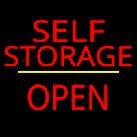 Self Storage Open Yellow Line Neon Sign