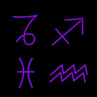 Set of Zodiac Sagittarius Capricorn Aquarius Pisces Neon Sign