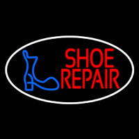 Shoe Repair Logo White Border Neon Sign