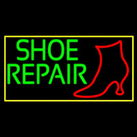 Shoe Repair Yellow Border Neon Sign