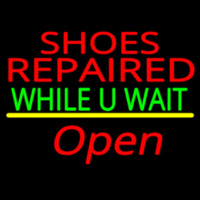 Shoes Repaired While You Wait Open Neon Sign