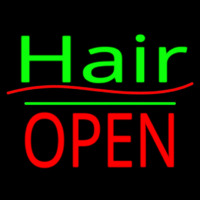 Slant Hair Block Open Green Line Neon Sign