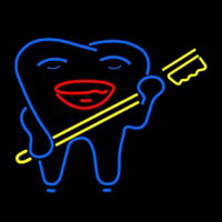 Smiley Teeth With Tooth Brush Dentist Neon Sign