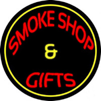 Smoke Shop And Gifts With Yellow Border Neon Sign