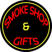 Smoke Shop And Gifts With Yellow Border Neon Sign
