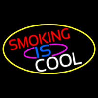 Smoking Is Cool Bar Oval With Yellow Border  Neon Sign