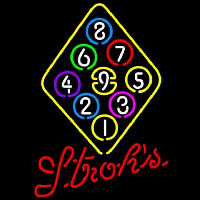 Strohs Ball Billiards Rack Pool Beer Sign Neon Sign