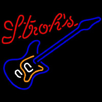 Strohs Blue Electric Guitar Beer Sign Neon Sign