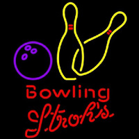 Strohs Bowling Yellow Beer Sign Neon Sign
