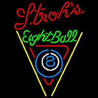 Strohs Eightball Billiards Pool Beer Sign Neon Sign