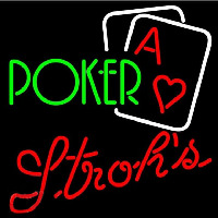 Strohs Green Poker Beer Sign Neon Sign