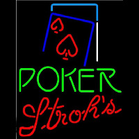 Strohs Green Poker Red Heart Beer Sign Neon Sign