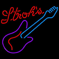 Strohs Guitar Purple Red Beer Sign Neon Sign