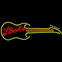 Strohs Guitar Yellow Orange Beer Sign Neon Sign