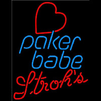 Strohs Poker Girl Heart Babe Beer Sign Neon Sign