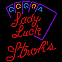 Strohs Poker Lady Luck Series Beer Sign Neon Sign