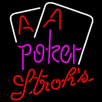 Strohs Purple Lettering Red Aces White Cards Poker Beer Sign Neon Sign