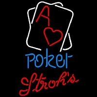 Strohs Rectangular Black Hear Ace Poker Beer Sign Neon Sign