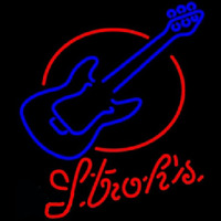 Strohs Red Round Guitar Beer Sign Neon Sign