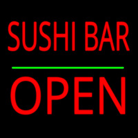 Sushi Bar Block Open Green Line Neon Sign