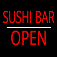 Sushi Bar Open White Line Neon Sign