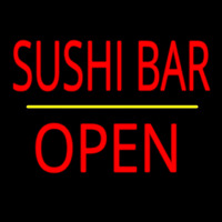 Sushi Bar Open Yellow Line Neon Sign
