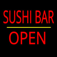 Sushi Bar Open Yellow Line Neon Sign