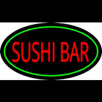Sushi Bar Oval Green Neon Sign