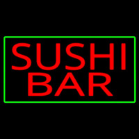 Sushi Bar With Green Border Neon Sign