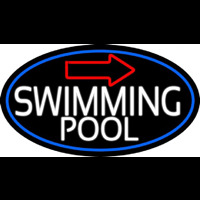 Swimming Pool With Arrow With Blue Border Neon Sign