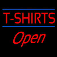 T Shirts Blue Lines Open Neon Sign