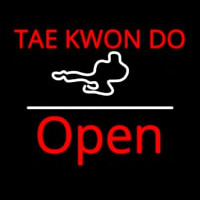 Tae Kwon Do Logo Script1 Open White Line Neon Sign