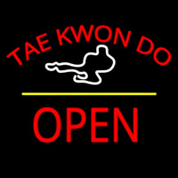 Tae Kwon Do Logo Script2 Open Yellow Line Neon Sign
