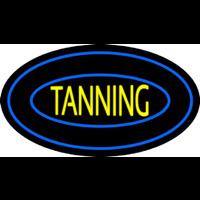 Tanning Double Oval Blue Border Neon Sign