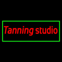 Tanning Studio With Green Border Neon Sign