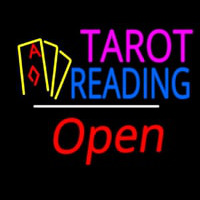 Tarot Reading Open White Line Neon Sign