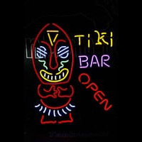 Ti Ki Bar Cocktails Open Aboriginal Man Neon Sign