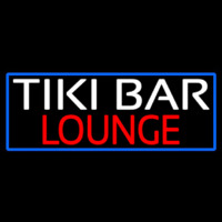 Tiki Bar Lounge With Blue Border Neon Sign