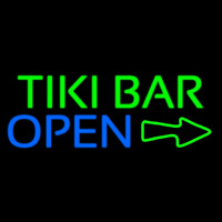 Tiki Bar Open With Arrow Neon Sign