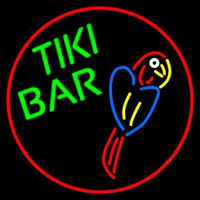 Tiki Bar Parrot Oval With Red Border Neon Sign