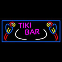 Tiki Bar Parrot With Blue Border Neon Sign