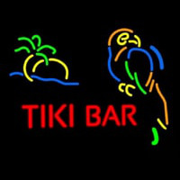 Tiki Bar With Parrot Neon Sign