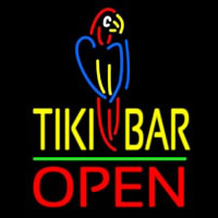 Tiki Bar With Parrot Open Neon Sign