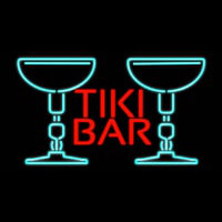 Tiki Bar with Two Martini Glasses Real Neon Glass Tube Neon Sign